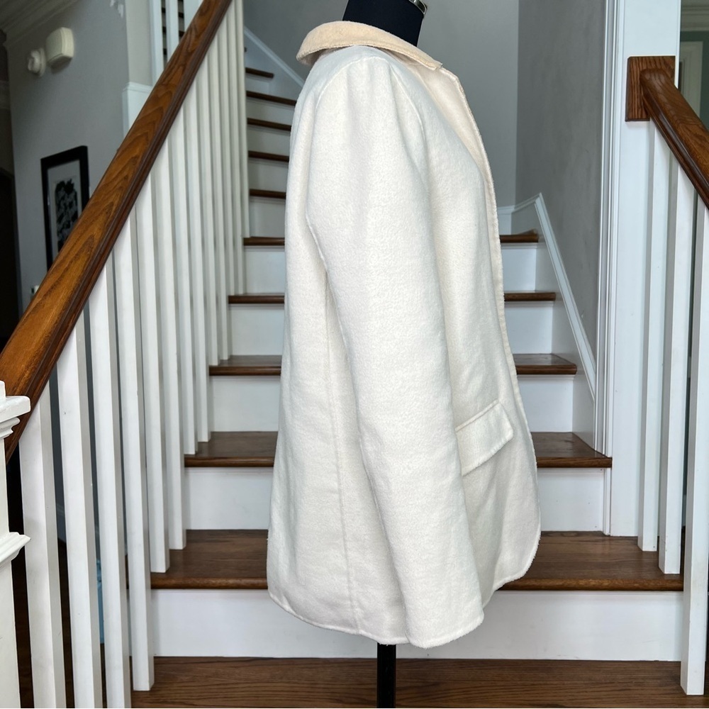 J.Crew Double Face Wool Blend Blazer Coat Ivory Tan Preppy Classic Size 2 - Picture 4 of 11